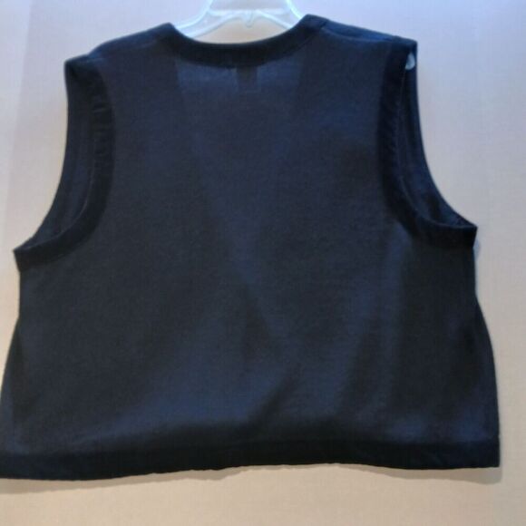 Susan Bristol XL Black Retro Vintage Vest with Bow & Button at Bottom. - Picture 6 of 10